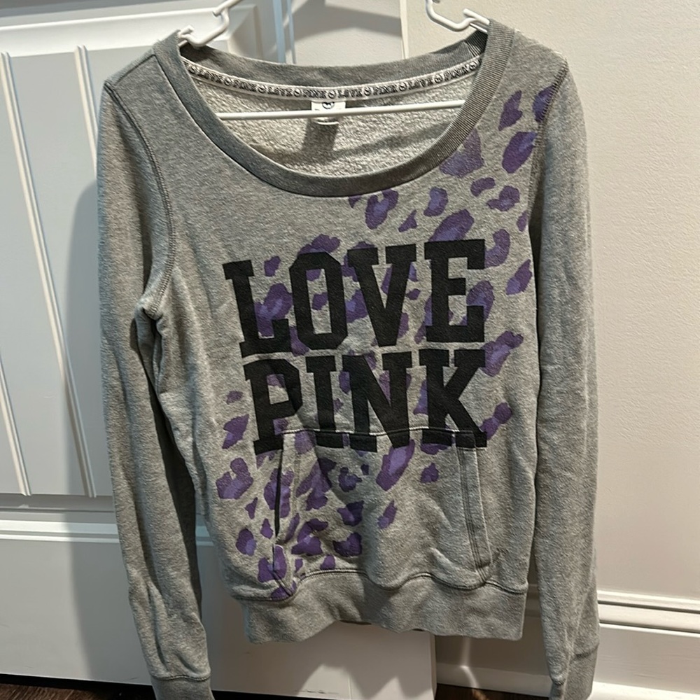 PINK purple leopard print pullover